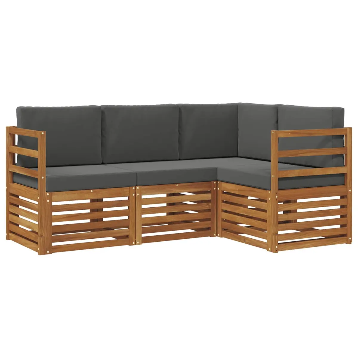 Outdoor Sofa Set Modern 4 Pieces Natural Anthracite Solid Acacia Wood