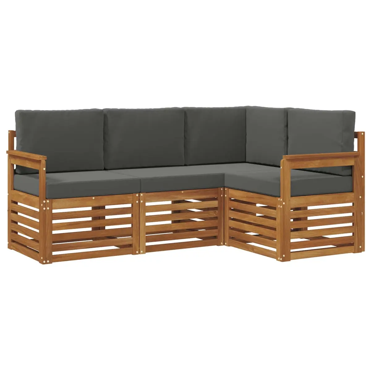 Outdoor Sofa Set Modern 4 Piece Natural Anthracite Solid Wood Garden Furniture