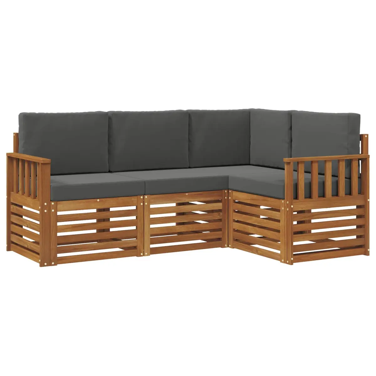 Outdoor Sofa Set Natural Anthracite 4 Pieces Solid Acacia Wood Patio Garden Furniture