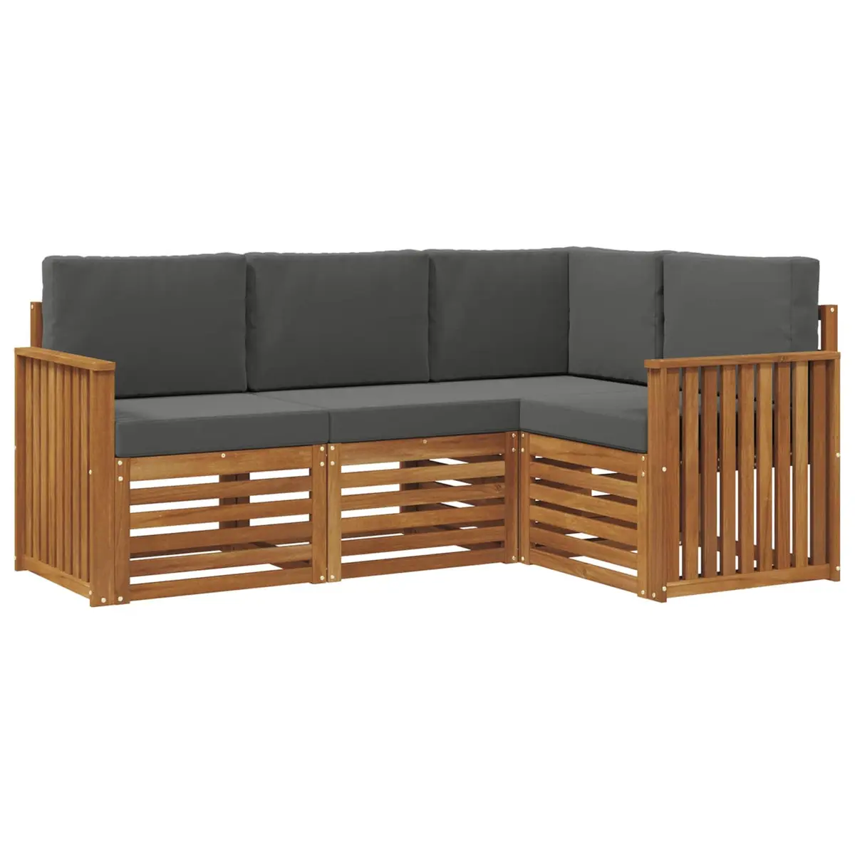 Outdoor Sofa Set Modular Natural Anthracite Solid Acacia Wood 4 Piece Garden Furniture