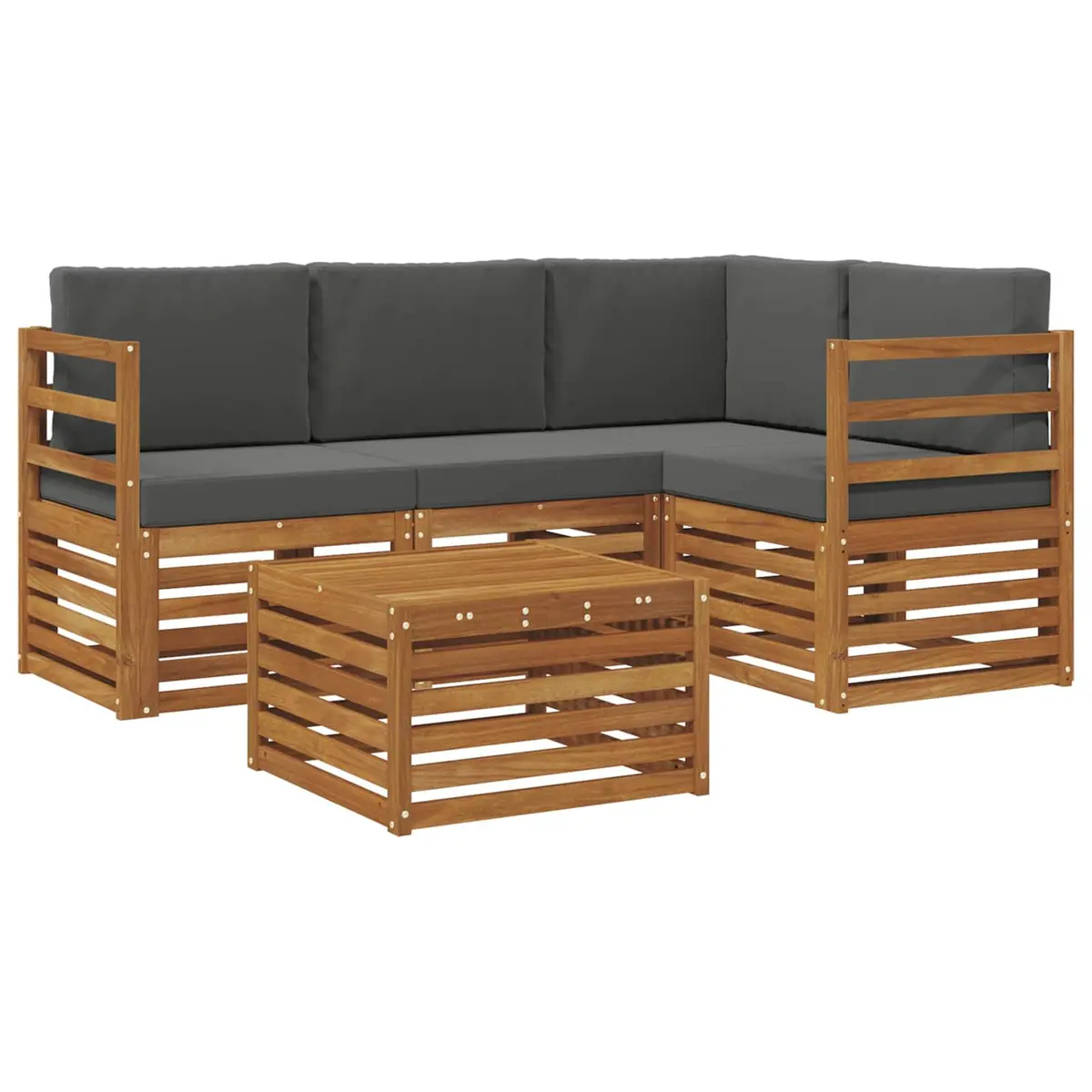 Outdoor Sectional Sofa Set Modular 5 Piece Natural Wood Garden Patio Furniture