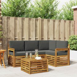 Modular 5-Piece Outdoor Sectional Sofa Set in Acacia