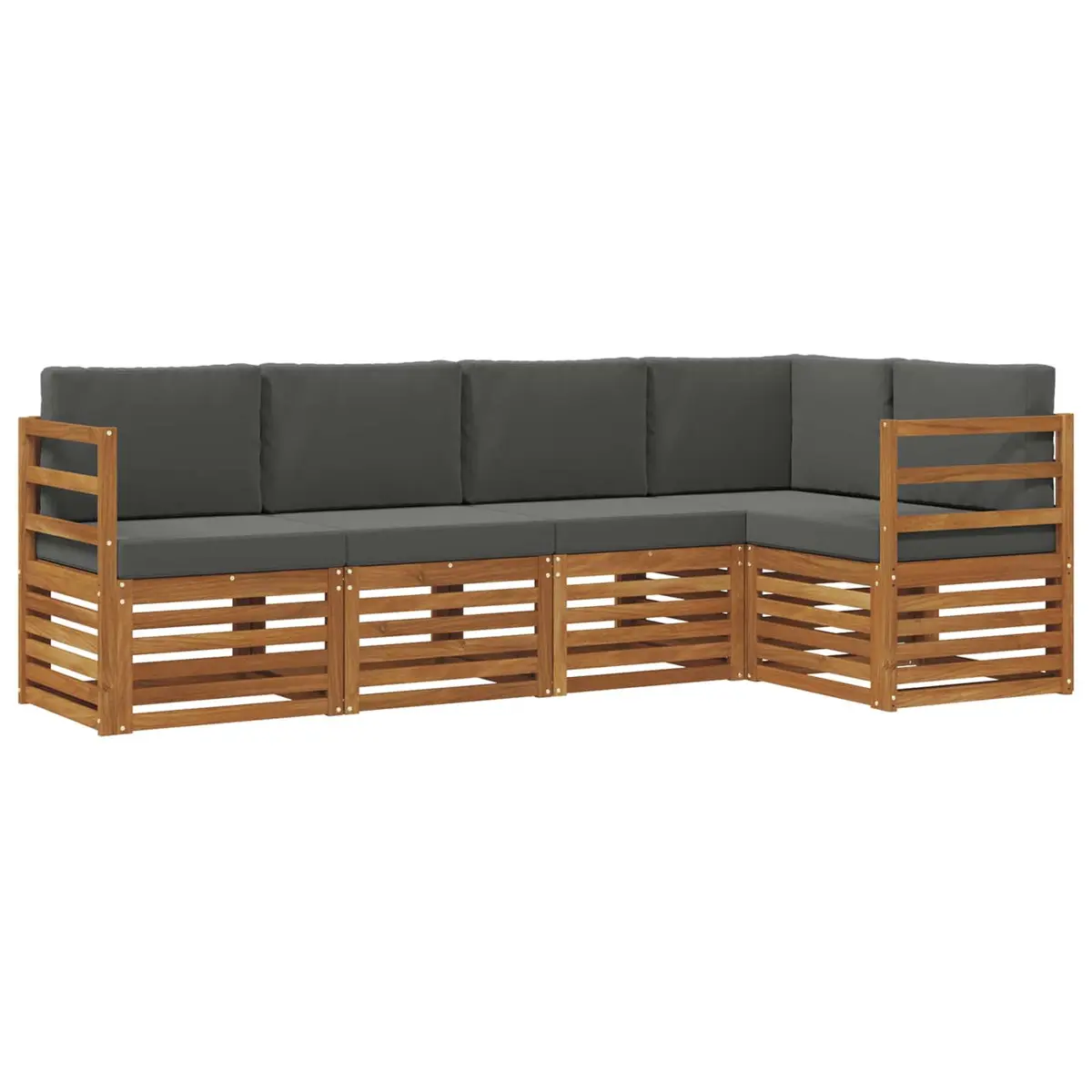 5 Piece Modular Sectional Sofa Set Outdoor Garden Furniture Natural Acacia Wood