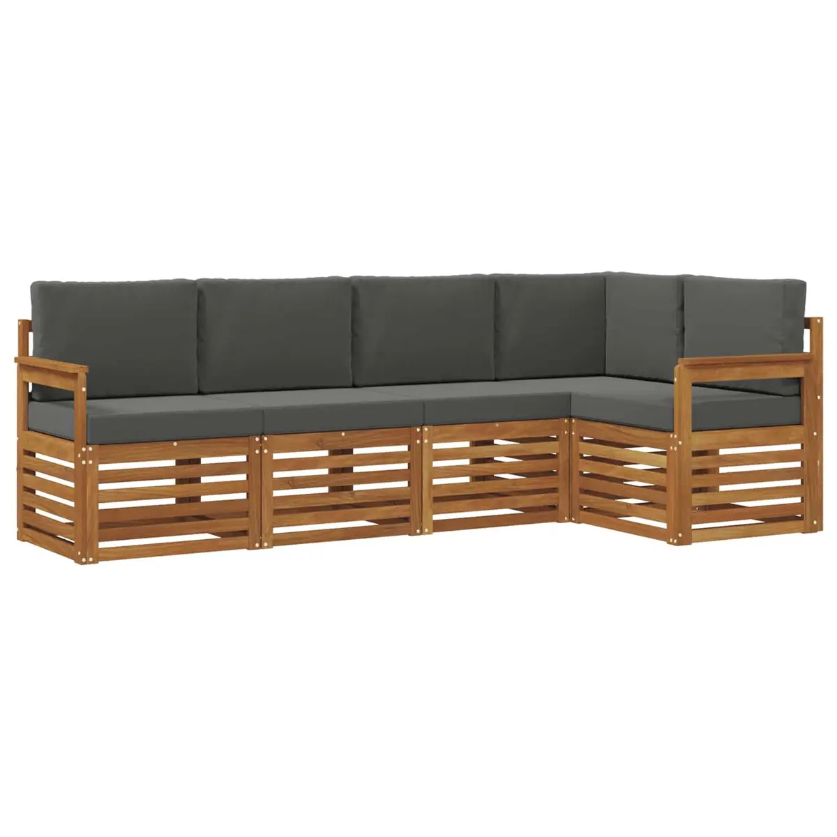 Sectional Sofa Set Modular 5 Pieces Outdoor Garden Furniture Natural Anthracite Solid Acacia Wood