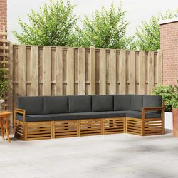 6-Piece Outdoor Sectional Sofa Set with Natural Cushions