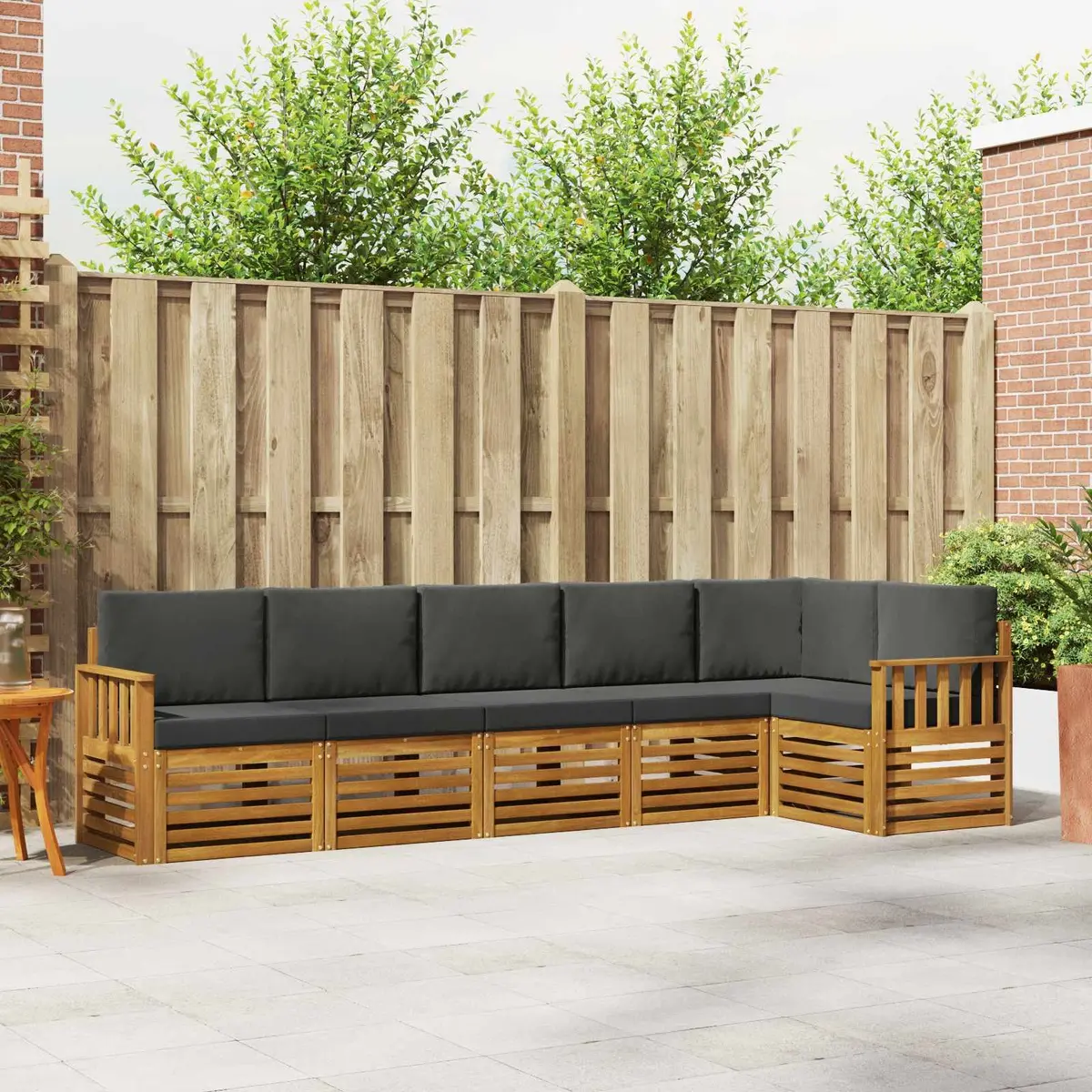 Sectional Sofa Set 6 Pieces Outdoor Garden Patio Furniture Natural Anthracite