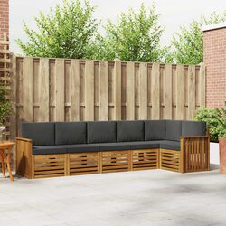 Modular Outdoor Sectional Sofa Set 6 Pieces Natural Anthracite
