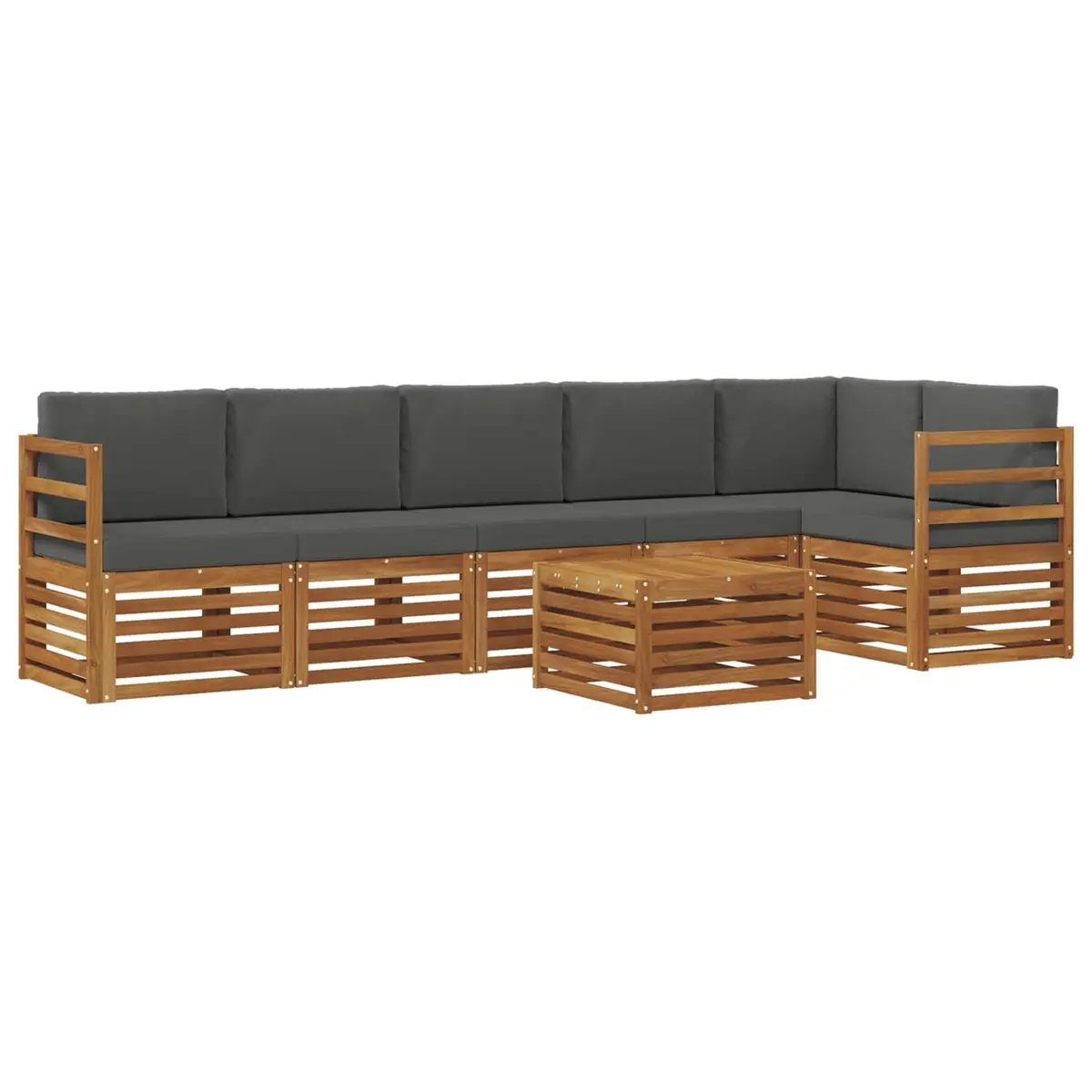 Sectional Sofa Set Modular 7 Piece Outdoor Garden Patio Furniture Solid Acacia Wood Natural Brown