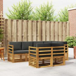 7-Piece Outdoor Garden Sectional Sofa Set in Natural Anthracite
