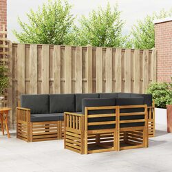 7 Piece Natural Anthracite Outdoor Sectional Sofa Set