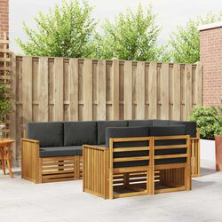 7 Piece Outdoor Sectional Sofa Set in Natural Anthracite