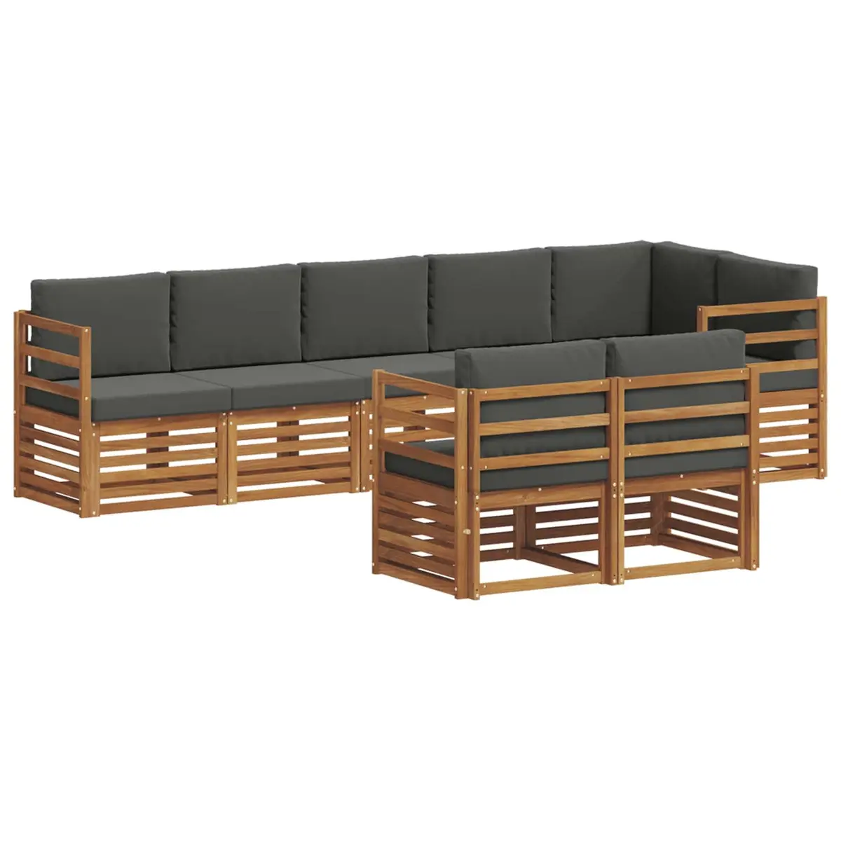 Modular Outdoor Sofa Set 8 Piece Natural Anthracite Solid Acacia Wood