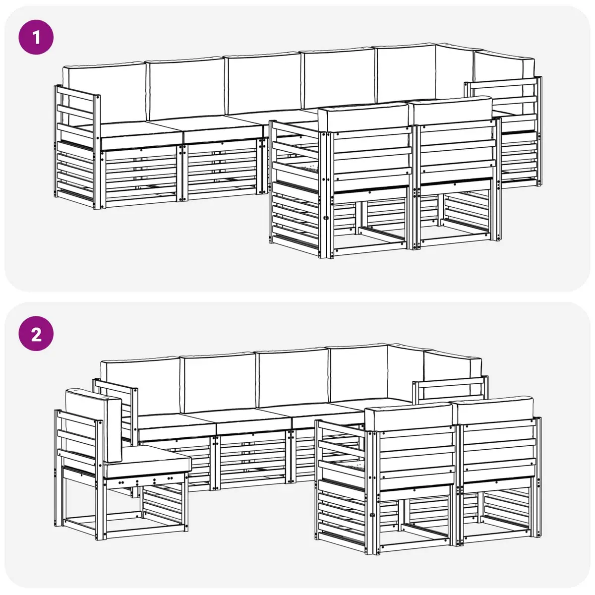 Modular Outdoor Sofa Set 8 Piece Natural Anthracite Solid Acacia Wood