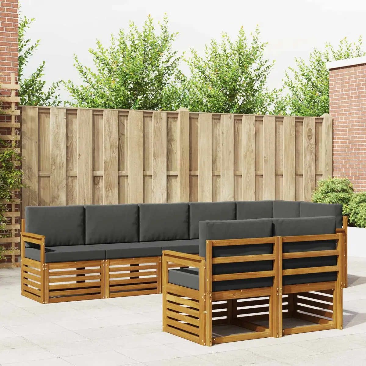 Sofa Sets Modular Outdoor Lounge 8 Piece Natural Anthracite Solid Acacia Wood