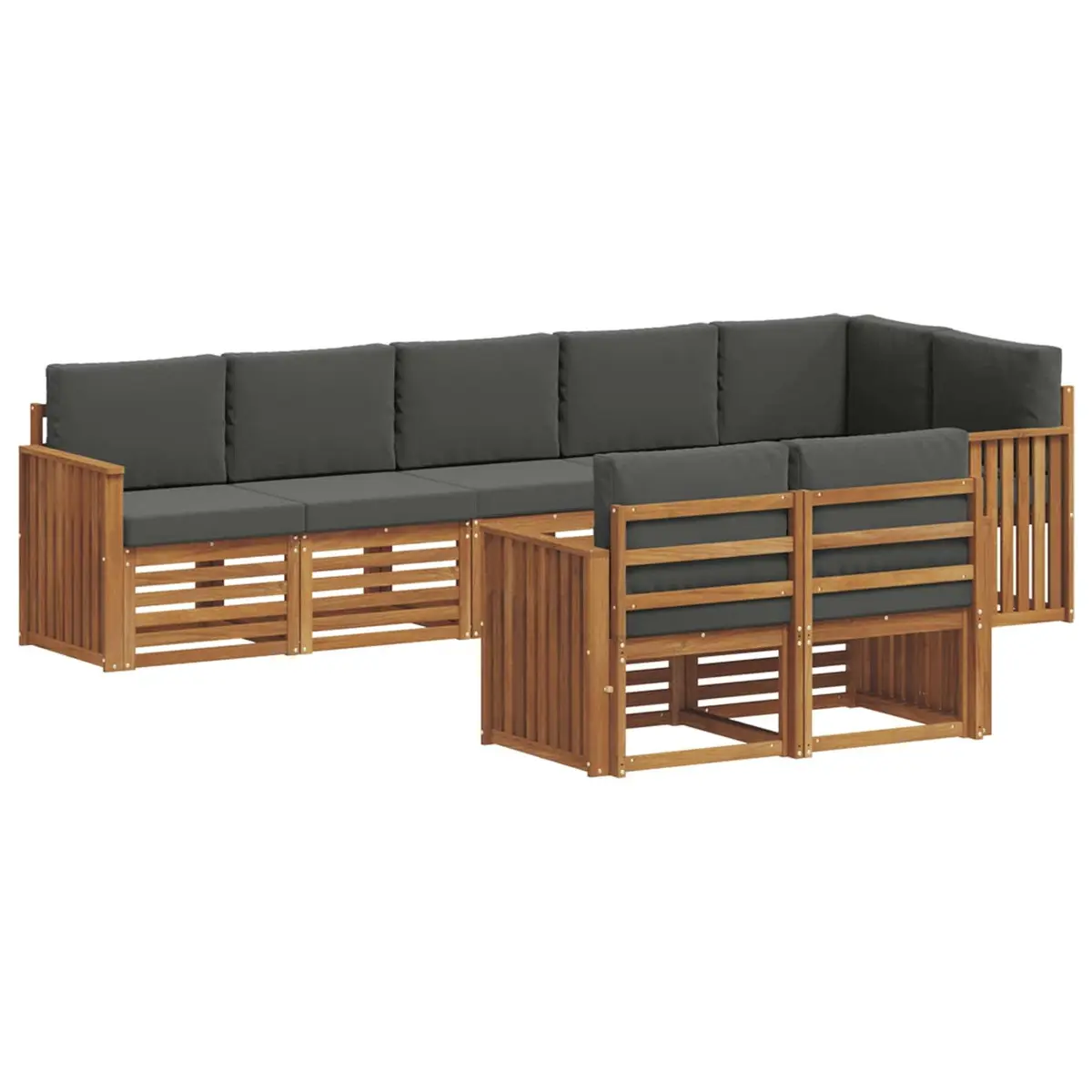 Outdoor Sofa Set Modular 8 Piece Natural Anthracite Solid Wood