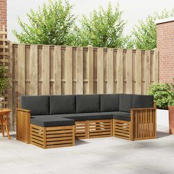 6-Piece Outdoor Modular Sectional Sofa Set in Natural Anthracite