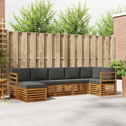 7-Piece Outdoor Sectional Sofa Set in Natural Anthracite