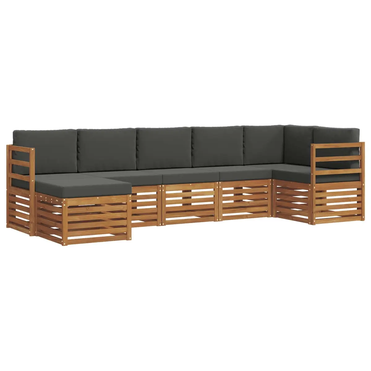 Outdoor Sectional Sofa Set Modular 7 Piece Natural Anthracite Solid Acacia Wood