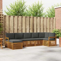 7-Piece Outdoor Sectional Sofa Set in Natural Acacia