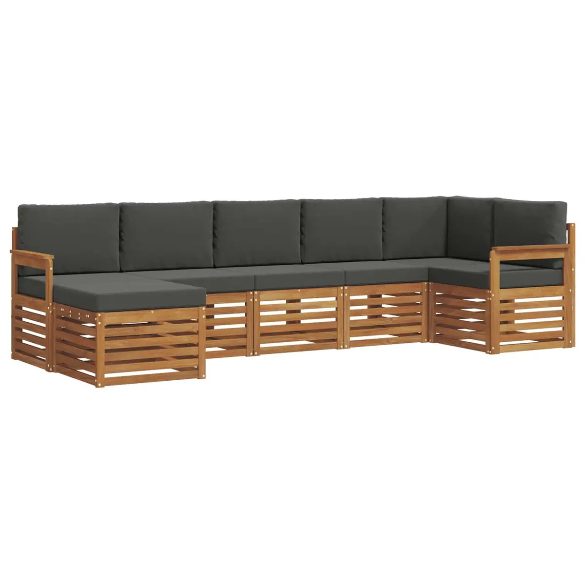 Sectional Sofa Set 7 Pieces Outdoor Garden Furniture Natural Anthracite Acacia