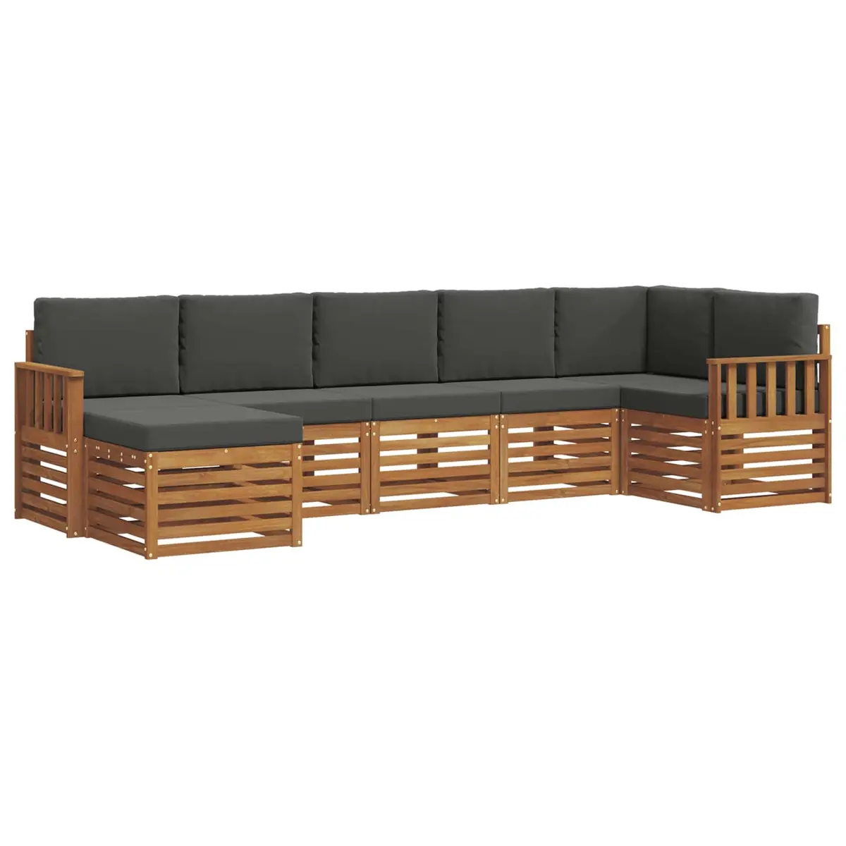 Sectional Sofa Set Modular 7 Piece Outdoor Garden Furniture Natural Acacia Wood Anthracite