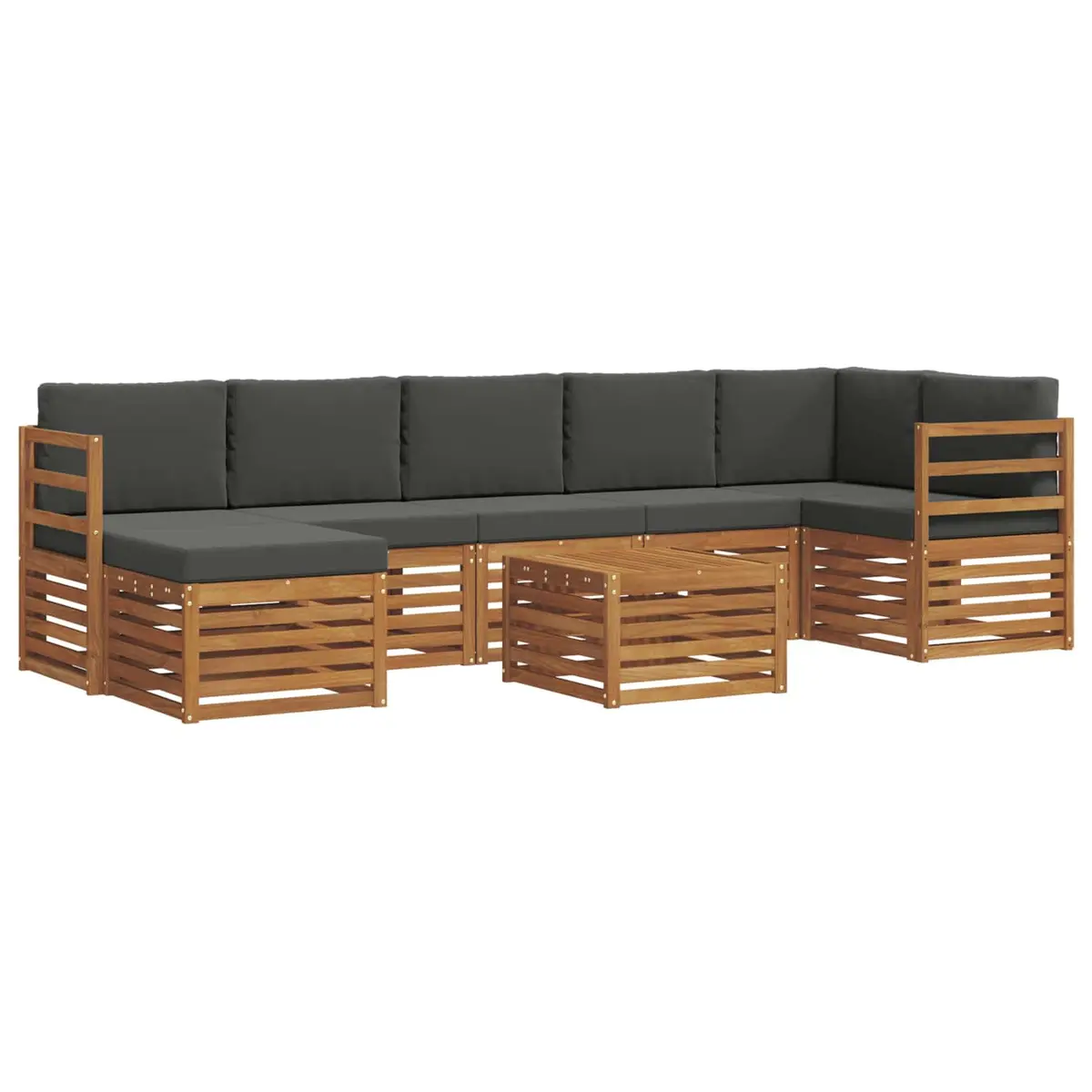 Outdoor Sofa Set Modern 8 Pieces Acacia Wood Brown