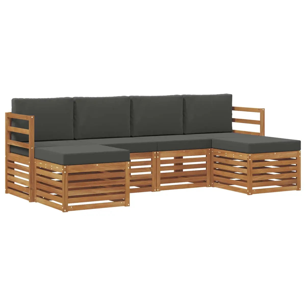 Outdoor Sofa Sets Modular 6 Piece Solid Acacia Wood Garden Patio Furniture Natural Brown