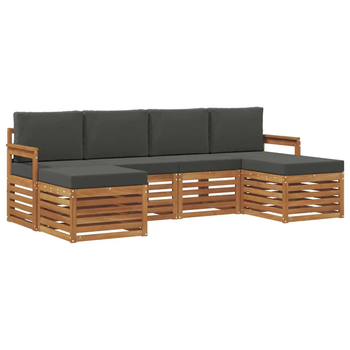 Outdoor Sofa Set Modern Natural Acacia Wood 6 Piece