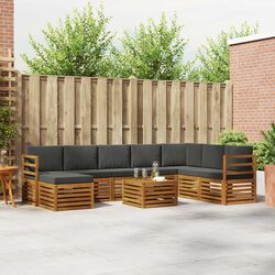 9-Piece Solid Wood Outdoor Sofa Set for Relaxation