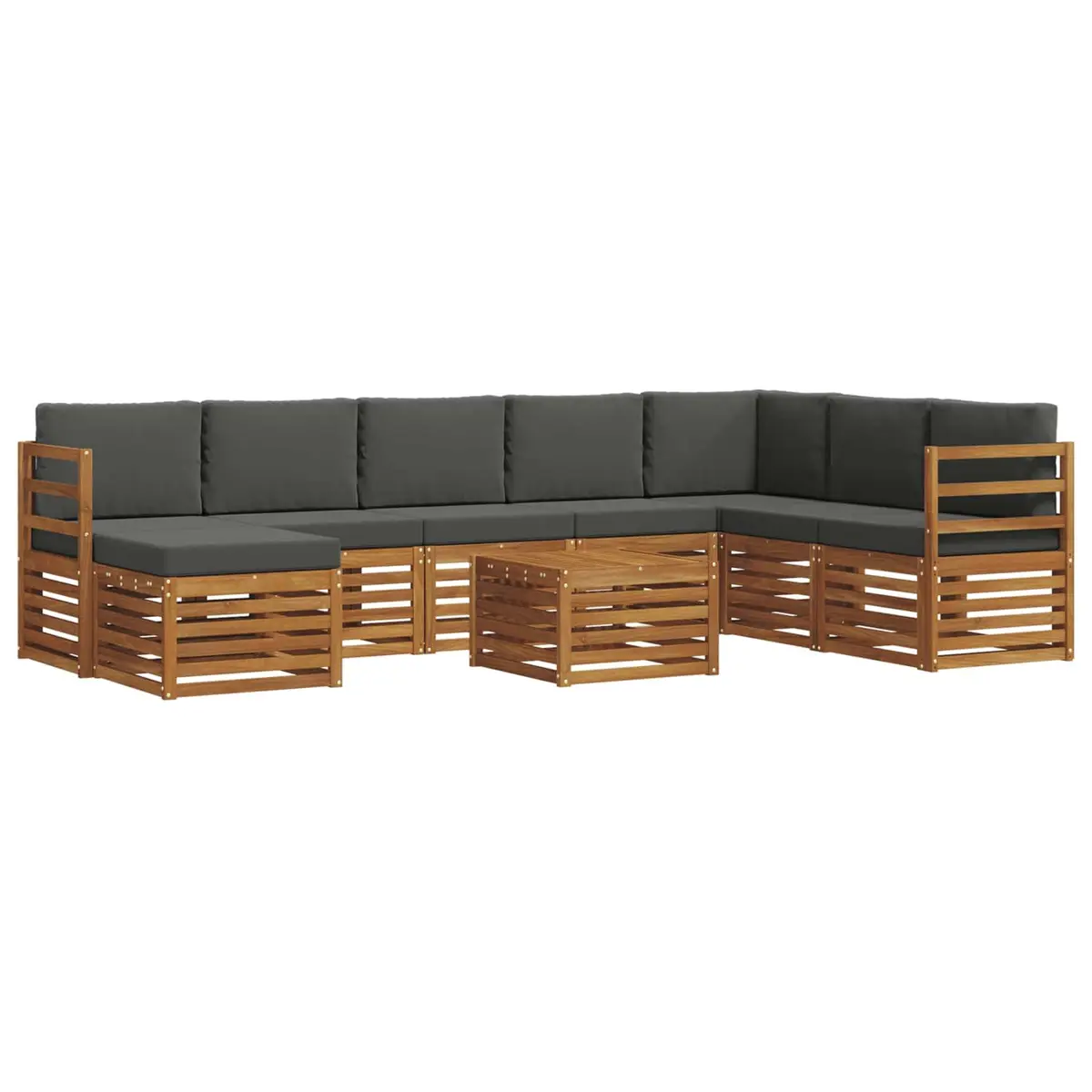 Outdoor Sofa Set 9 Pieces Garden Furniture Solid Wood Modular Lounge Seating