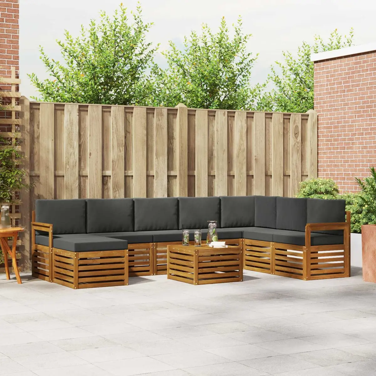 Outdoor Sofa Set 9 Pieces Garden Furniture Acacia Wood Patio Lounge Seating