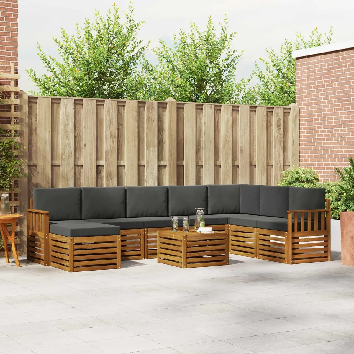 Outdoor Sofa Set 9 Pieces Garden Furniture Solid Acacia Wood Patio Lounge