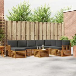 9-Piece Solid Acacia Wood Outdoor Sofa Set