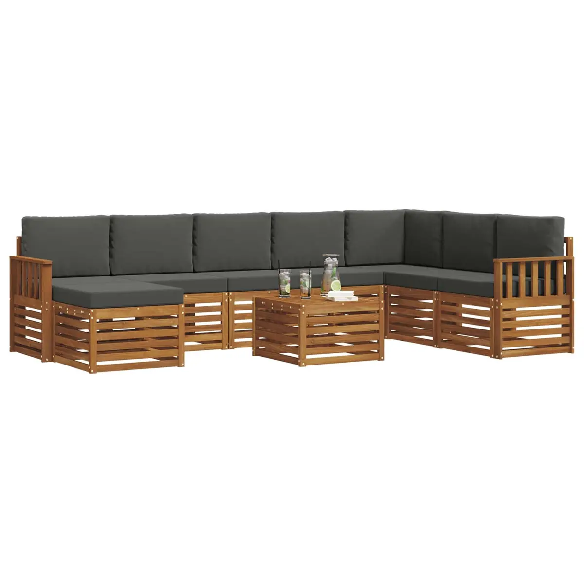Outdoor Sofa Set 9 Pieces Garden Furniture Solid Acacia Wood Patio Lounge