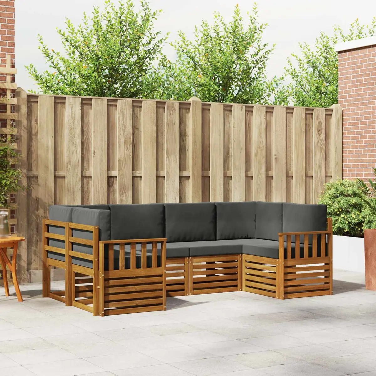 Outdoor Sectional Sofa Set Modular Lounge 6 Pieces Brown Solid Acacia Wood