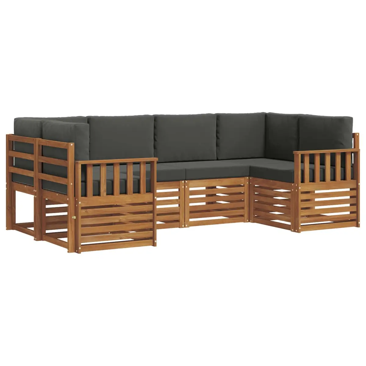 Outdoor Sectional Sofa Set Modular Lounge 6 Pieces Brown Solid Acacia Wood