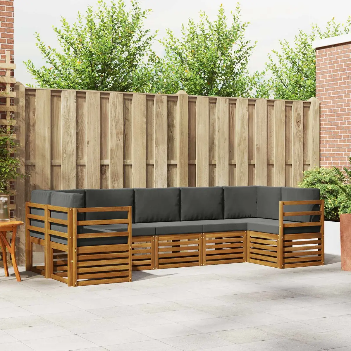 Outdoor Sectional Sofa Set Modern 7 Piece Modular Acacia Wood