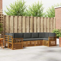 Brown Acacia Wood Modular Outdoor Sectional Sofa Set