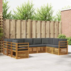 9-Piece Outdoor Sectional Sofa Set in Brown Acacia Wood
