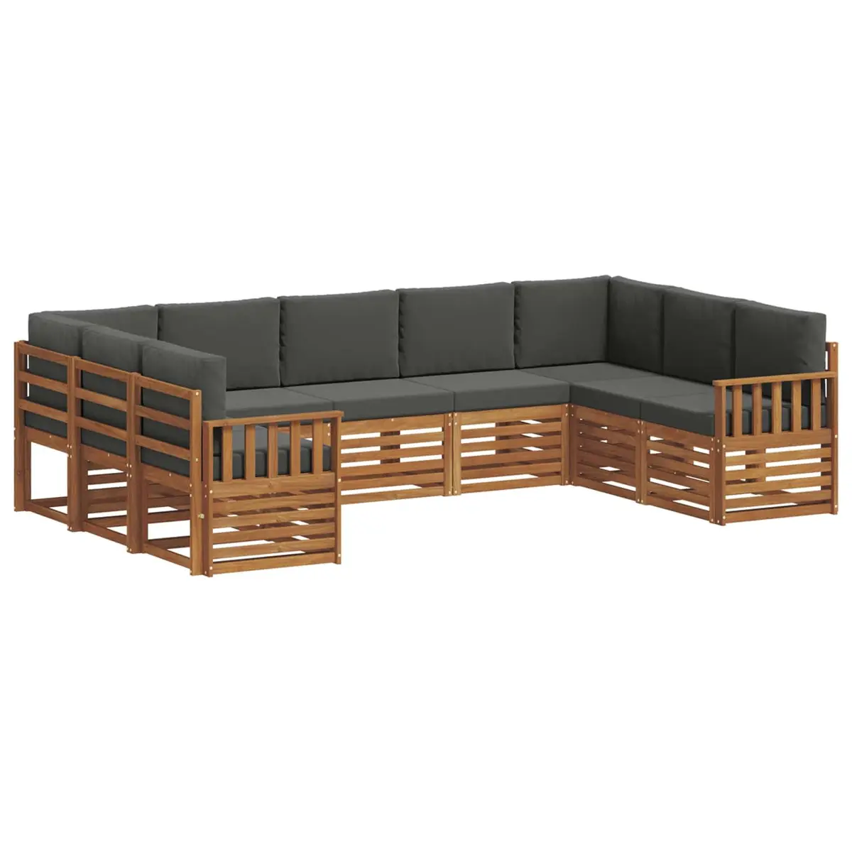 Sectional Sofa Set Modern 9 Piece Outdoor Garden Furniture Natural Acacia Wood Brown