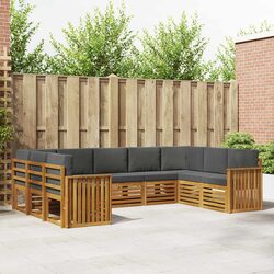 9 Piece Outdoor Sectional Sofa Set in Natural Acacia