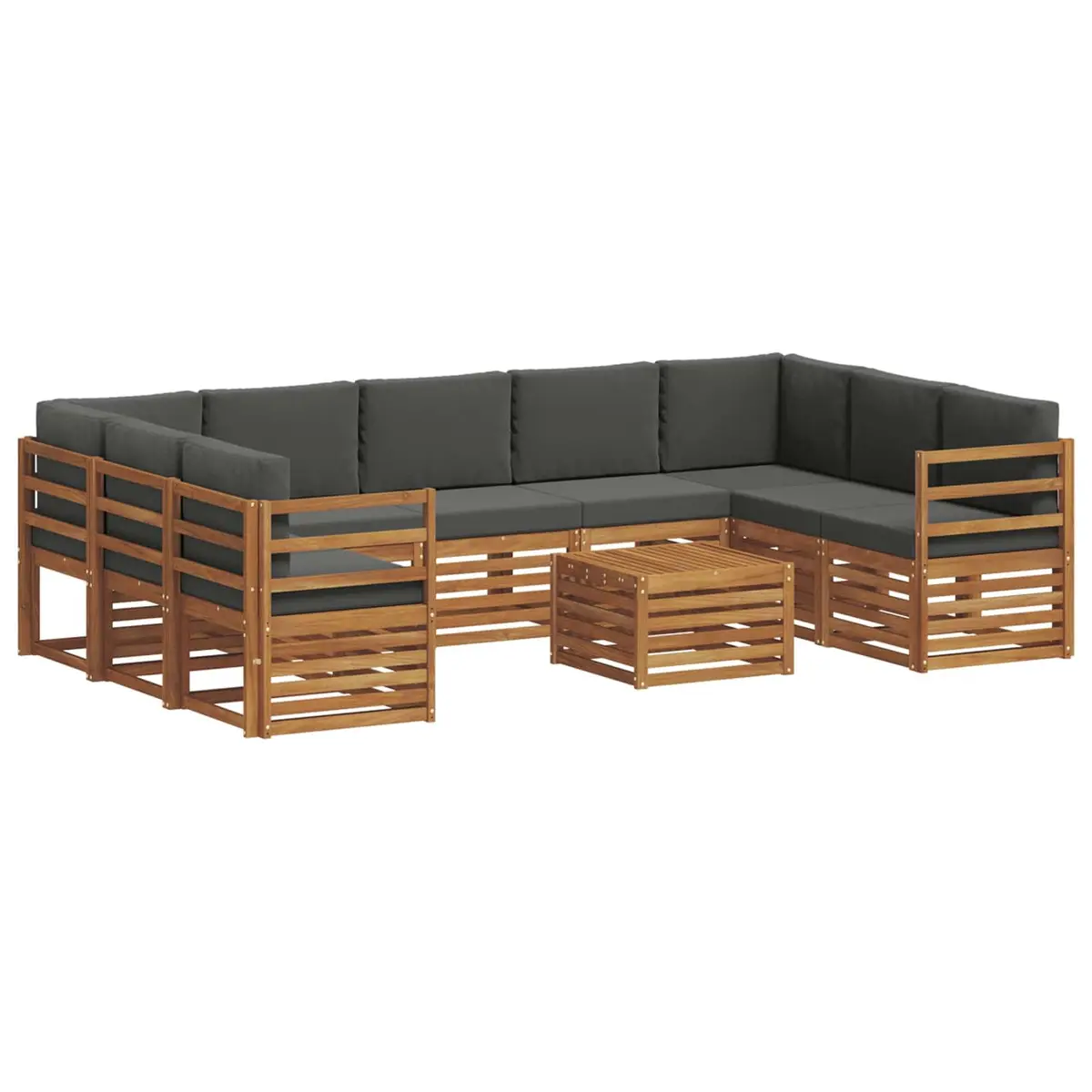 10 Piece Outdoor Sofa Set Modular Natural Acacia Wood Garden Furniture