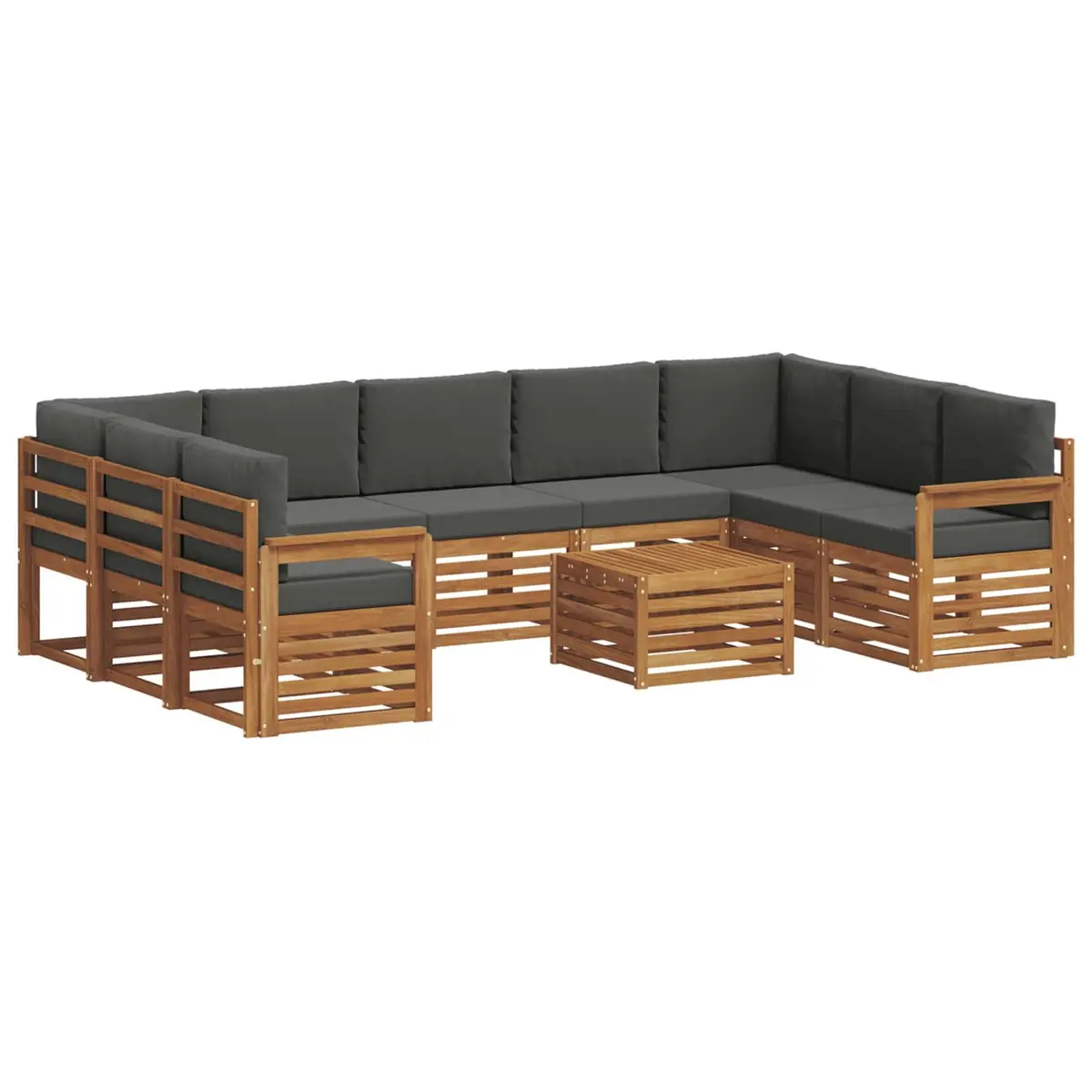 Outdoor Sofa Sets Modern 10 Piece Solid Acacia Wood Garden Furniture Brown Anthracite