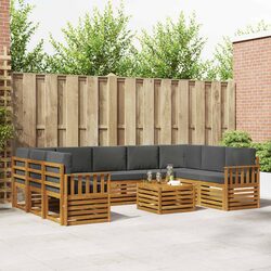 10-Piece Acacia Wood Outdoor Sofa Set for Comfort