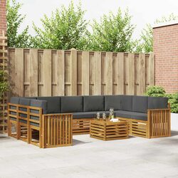 10-Piece Acacia Wood Outdoor Sofa Set in Natural Anthracite