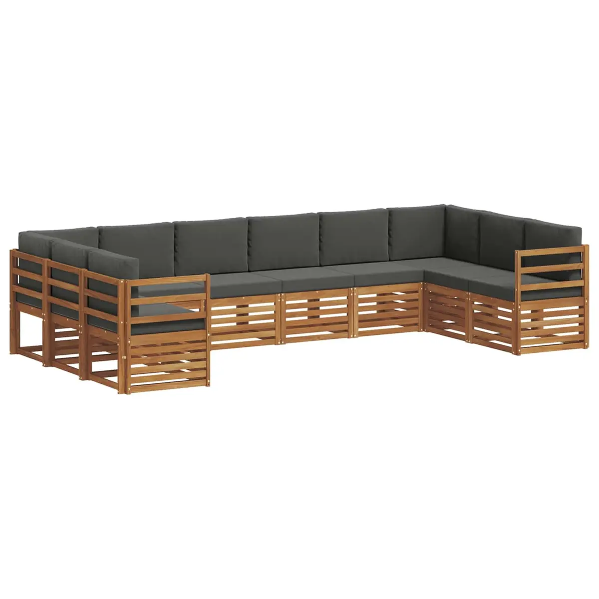 Modular Outdoor Sectional Sofa Set 10 Pieces Brown Solid Acacia Wood Garden Patio Furniture