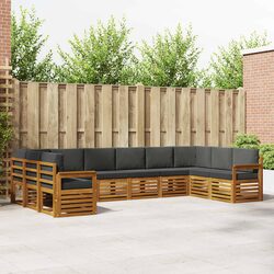 10-Piece Outdoor Garden Sectional Sofa Set in Natural Brown