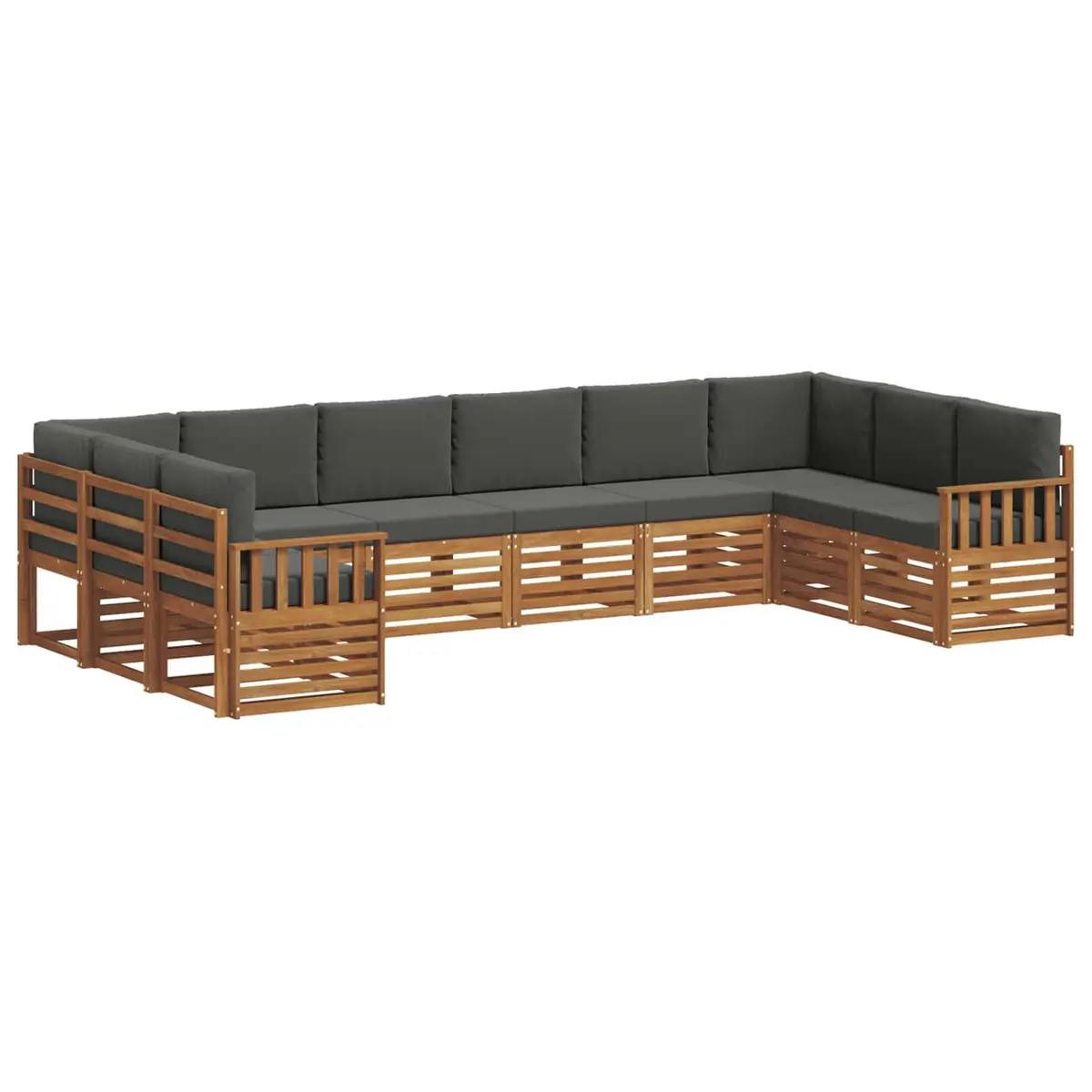 Outdoor Sectional Sofa Set Modular Lounge 10 Piece Brown Solid Acacia Wood