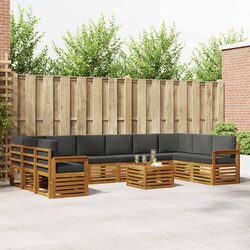 11-Piece Outdoor Sofa Set with Acacia Wood and Cushions