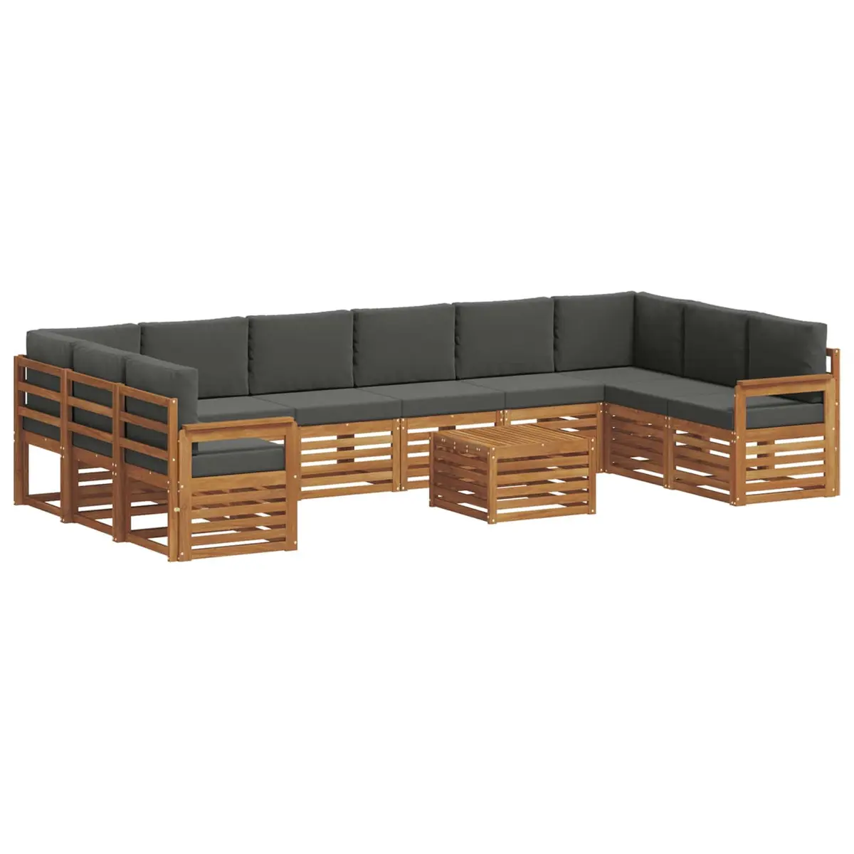 Outdoor Sofa Set Modular 11 Pieces Acacia Wood Cushion